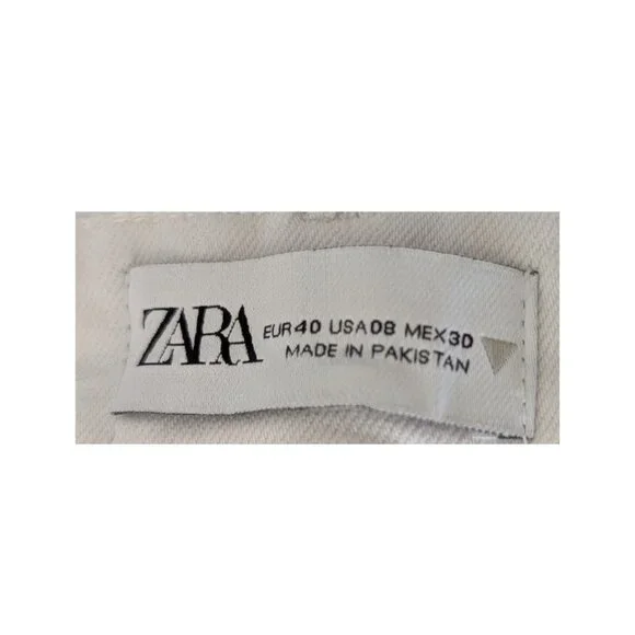 ZARA White Straight Crop Jeans – Size 8 – Join Life – Raw Hem – Preowned - Picture 4 of 7